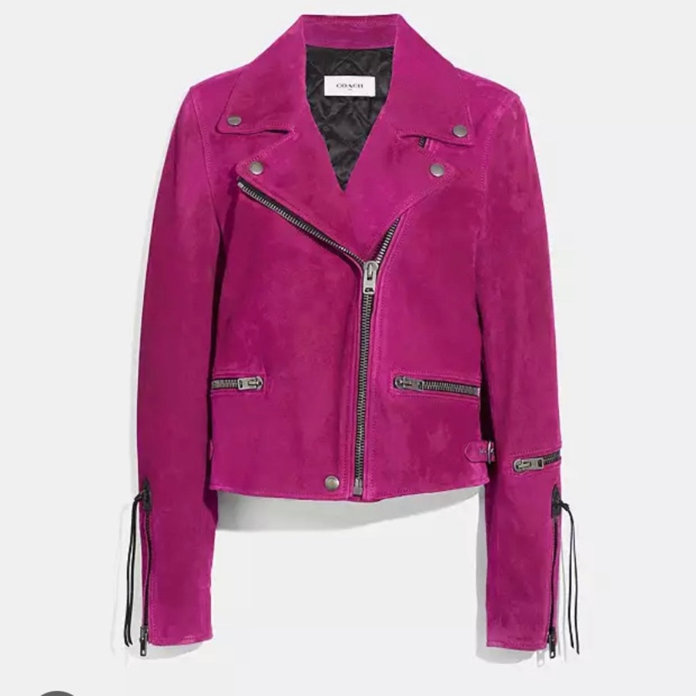 Coach pink suede leather jacket size 4